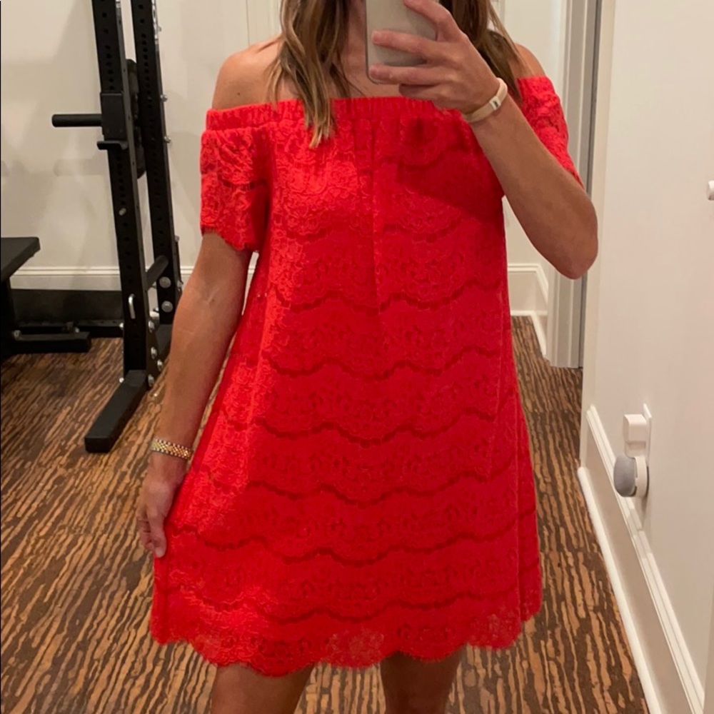 Red lace dress